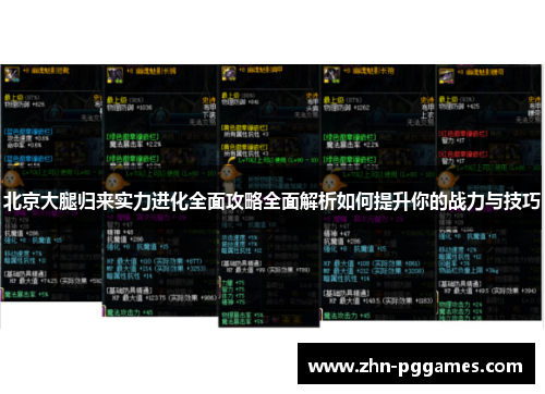 北京大腿归来实力进化全面攻略全面解析如何提升你的战力与技巧